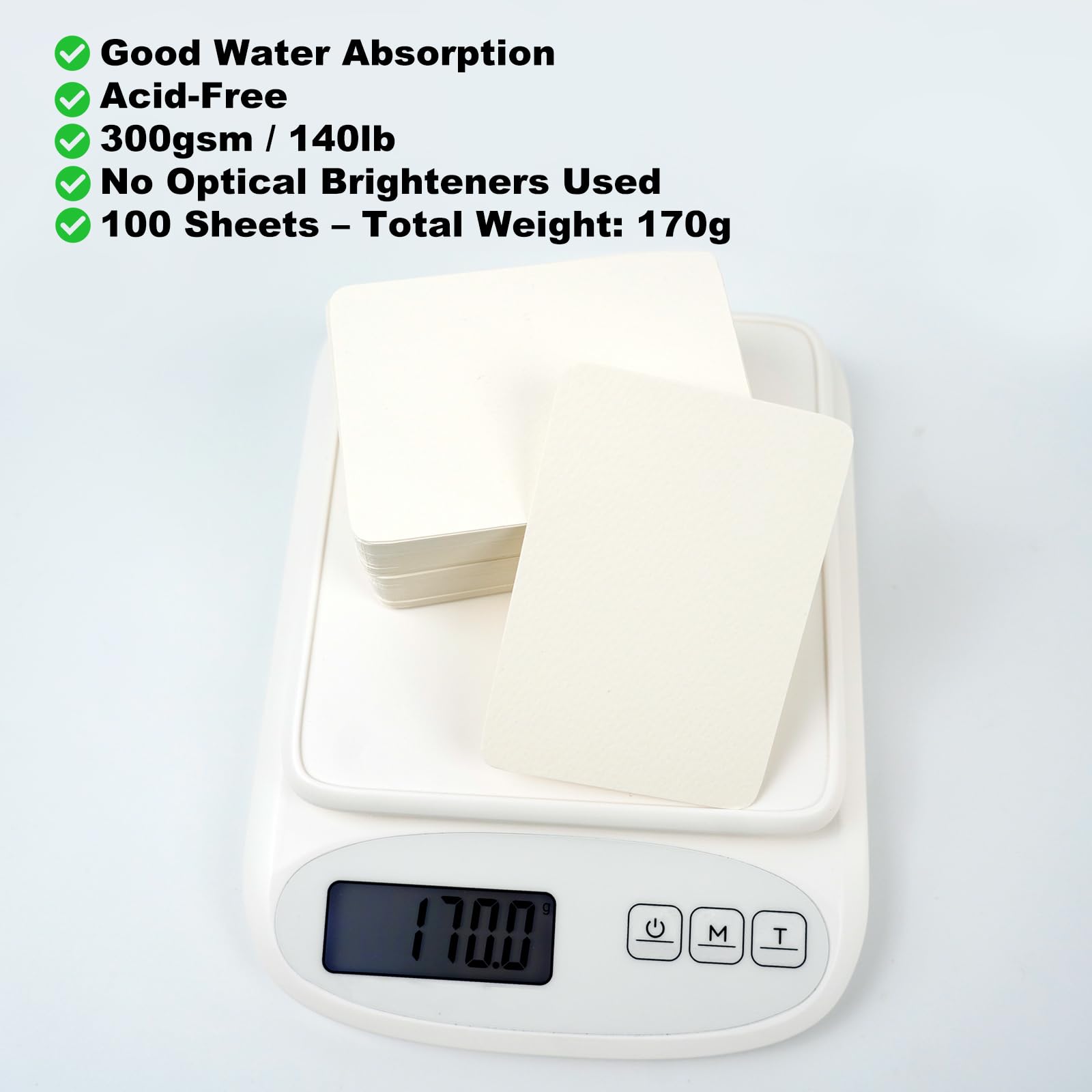 Moriquill 100 fogli di carta ATC per acquerelli, 300 g/m², stampa a freddo, vicino a 6,3 x 8,9 cm, angoli arrotondati, senza acidi, superficie ruvida, per pittura, diario e scrapbooking