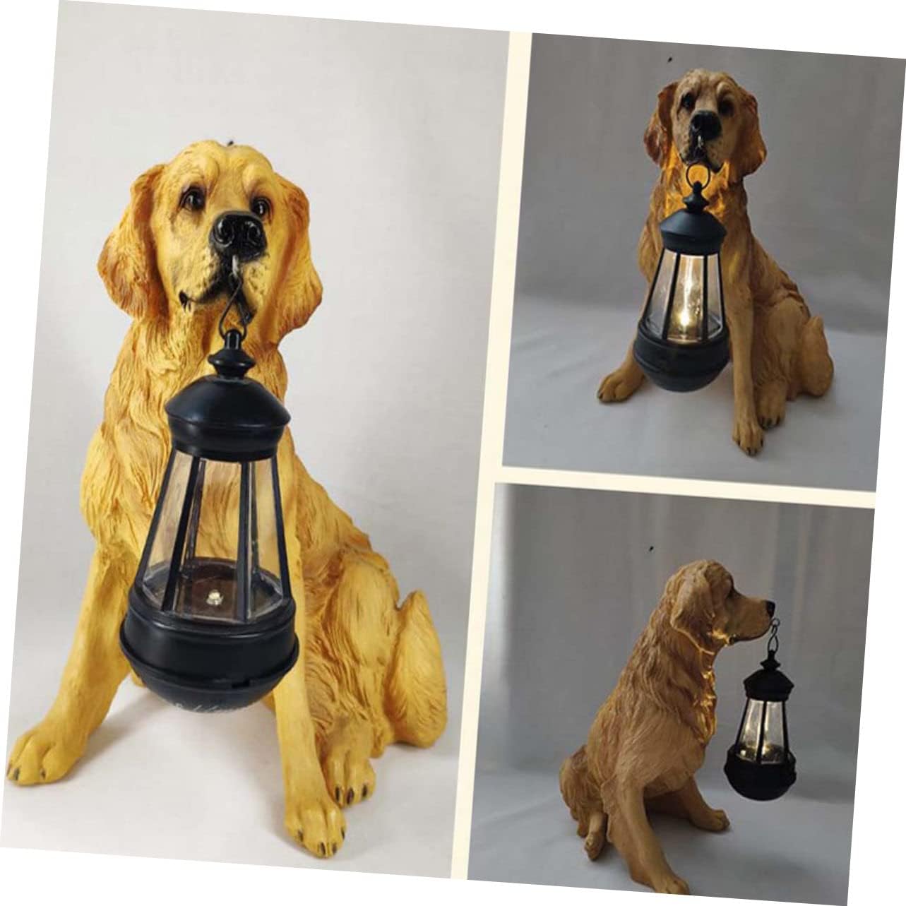 Solar-Powered Dog Figurine Lantern Home Decor for Garden Patio Pathway Lamp