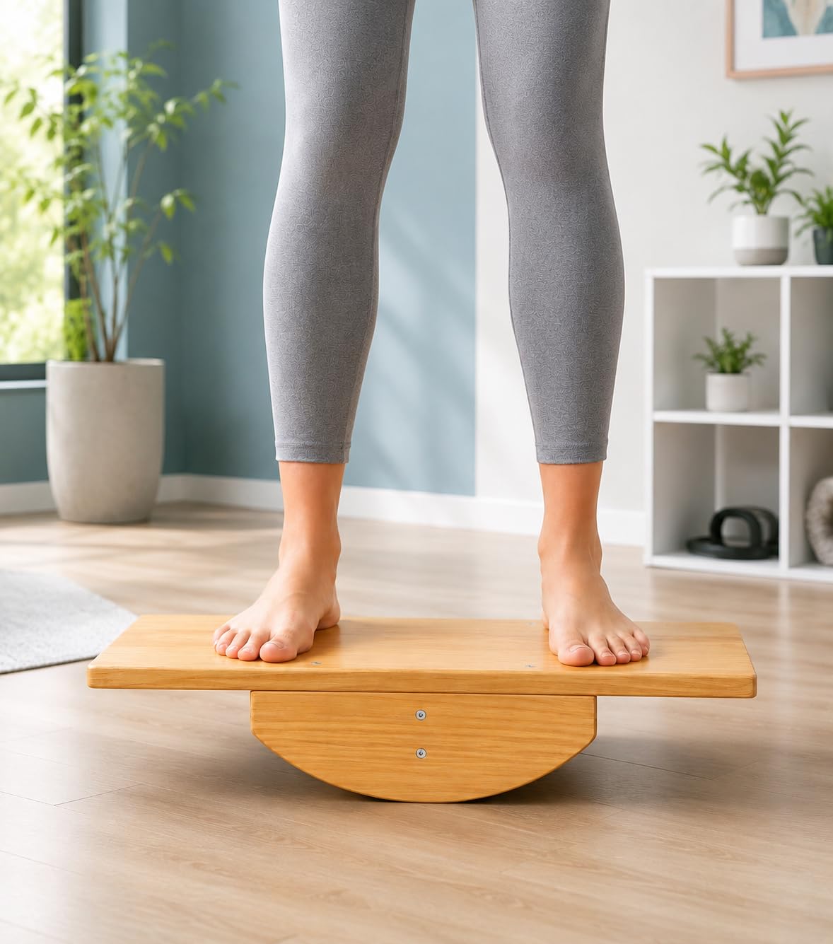 Wooden Balance Board for Adults & Kids, Wobble Balance Trainer for Core Strength, Stability, Coordination & Physiotherapy, Non-Slip Wooden Exercise Board for Home Gym, Yoga & Rehabilitation-image-34