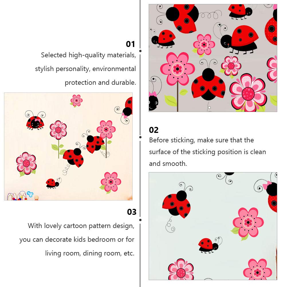 3 Pezzi Bambini Coccinella Murale Angolo Pvc Camera Da Letto Per Bambini Floreale Frigorifero Parete Animale Autoadesivo Modello Coccinella Camera Da Letto Vinile