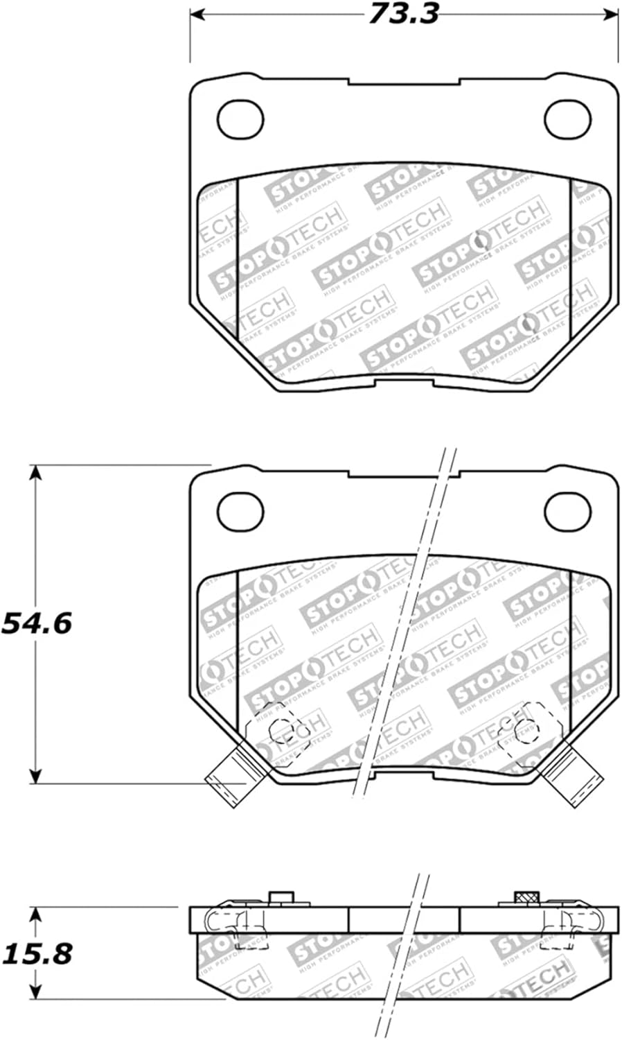 StopTech 308.04611 Street Brake Pads; Rear with Shims