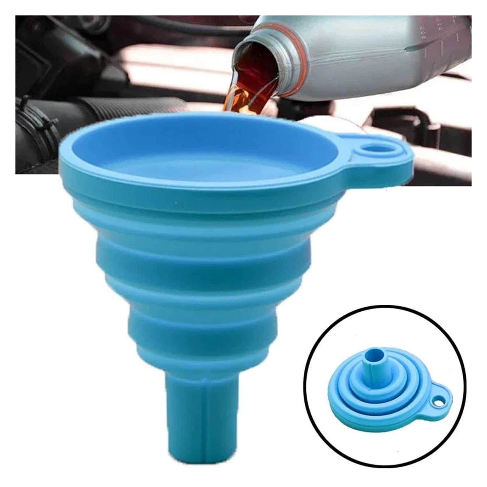 Embudo de silicona plegable para cambio de líquido de aceite de motor de coche, gasolina, lavadora | Gris-grande