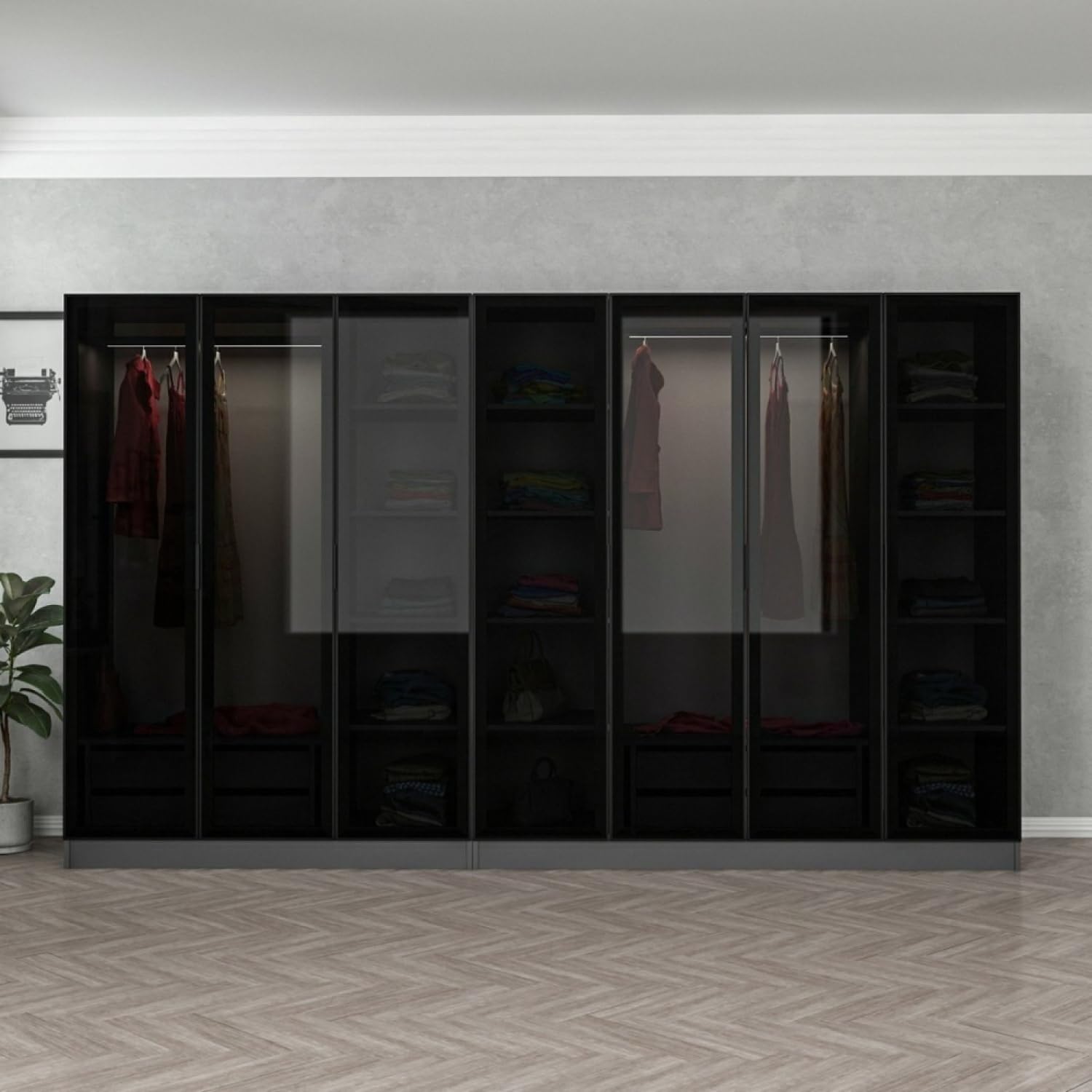 Spogliatoio armadio con ripiani e aste appendiabiti 21 vani portaoggetti 315x210x52 cm
