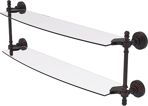 Miniatura 38 de Allied Brass RW-34/18 Retro Wave Collection - Estante de cristal de dos niveles de 18 pulgadas, gris mate Gris mate,Otoño Sparkle,Rojo (Fire Engine