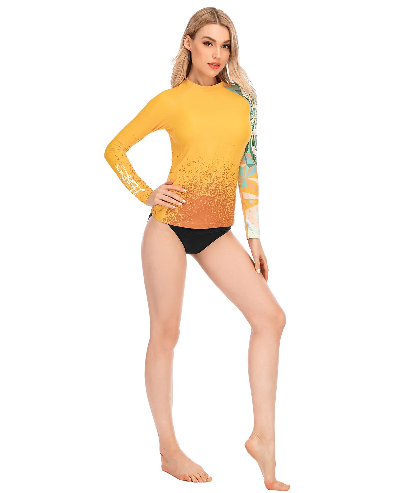 HUGE SPORTS Rashguard Femme Maillot de Bain à Manches Longues pour Surf Natation Séchage Rapide (King Kong,M)