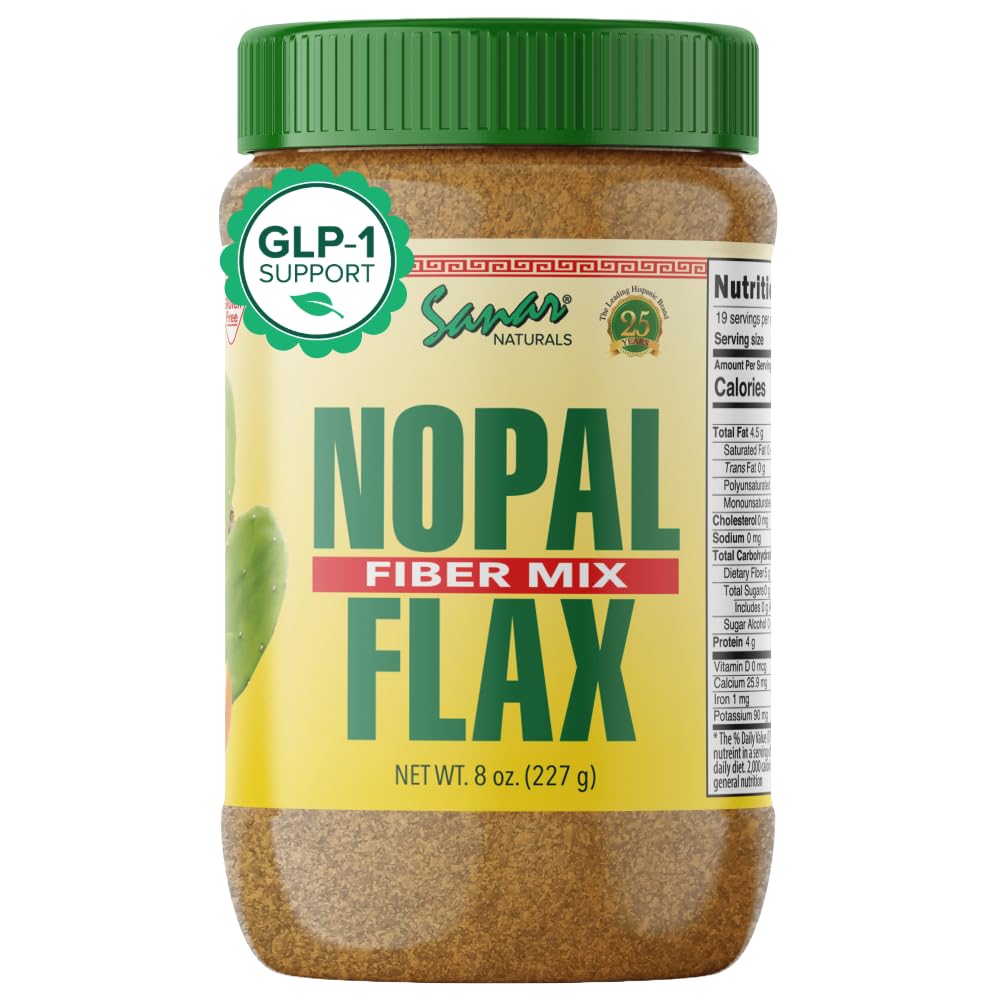 Sanar Naturals Nopal Flax Seed 8 oz - Omega-3 Protein Fiber Supplement - GLP-1 Support - Weight Management