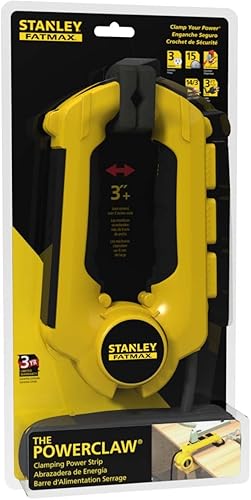 Stanley 32050 FatMax - Pinza de alimentación con regleta de sujeción de 3 tomas de tierra, color amarillo