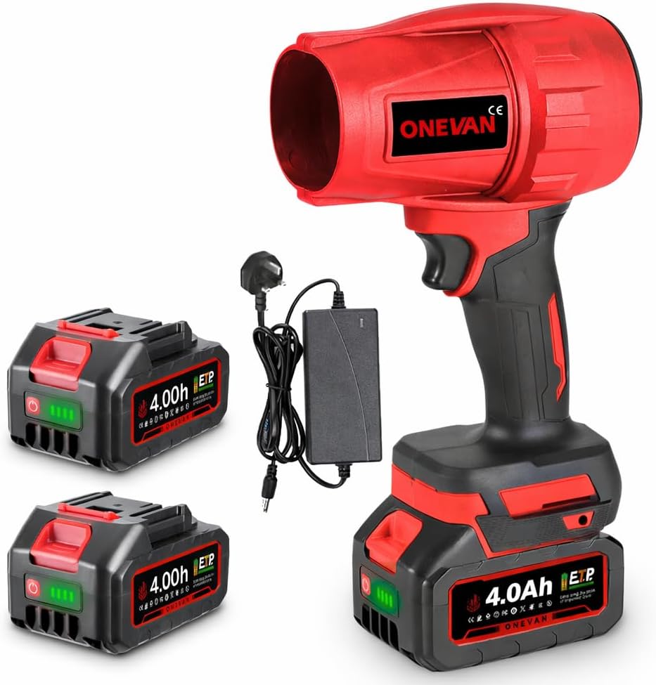 – Turbo Jet Blower Cordless Leaf Blower - Brushless Mini Air Blower, Max Blowing Force 1.2kg, 358 MPH Airspeed 28000RPM, with 2x4.5Ah Battery Handheld Leaf Blower for Blowing Leaves and Dust