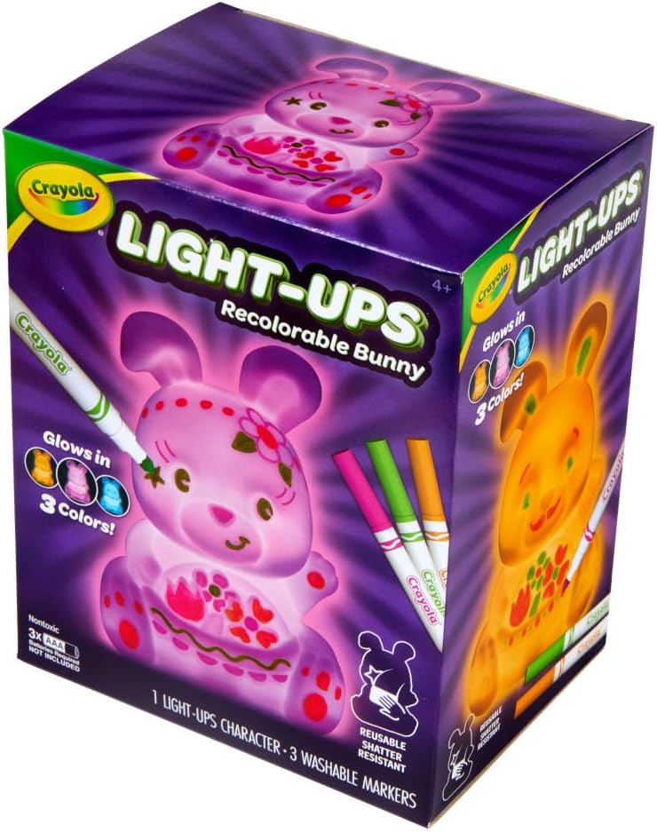Crayola Light Up Toy Bunny, Reusable Coloring Toy, Spring Crafts & Decor, Bunny Toy for Kids, Ages 4+