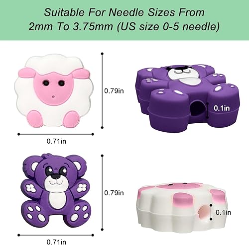 Miniatura 6 de Yzzyemn Kit de tapones para agujas de tejer para adultos y accesorios para tejer con diseño de oso y oveja en tamaño 0-5