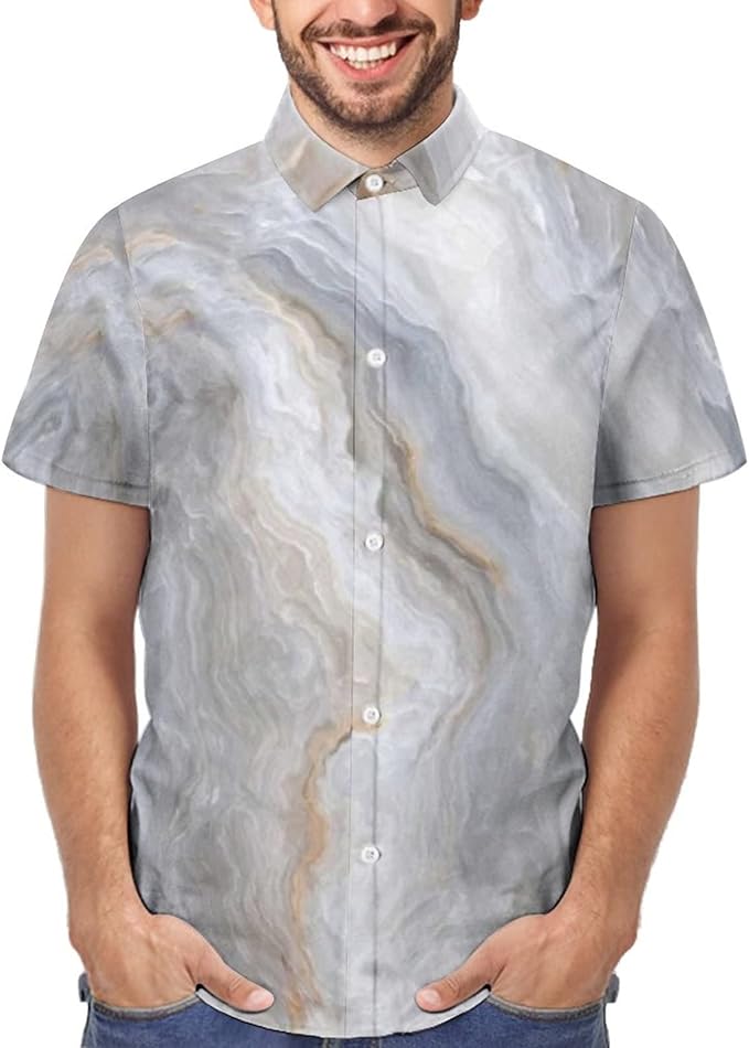 Amazon シャツ メンズ 半袖 ワイシャツ ボタンダウン マーブル 大理石 青色 星空 襟付き ゆるいtシャツ ゆったり シンプル 通勤通学 作業着 休暇 旅行 日常着用 吸汗速乾 軽い ゆったり カジュアル トップス シャツ 通販
