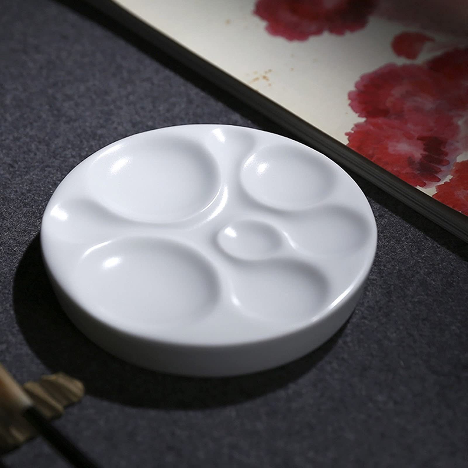 ApuaVireo&Co Paleta farb ceramicznych, paleta akwareli, paleta porcelany, okrągła paleta kolorów muszli do akwareli, gwaszu, oleju, tempery