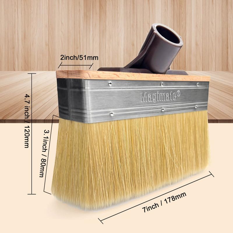Image of Deck Brush Stain Applicator by Magimate - Thick Soft Large Paint Brush Head with Threads for Extension to Apply Stain and Sealers on Wood Deck Floor Fence Walls - 7 Inch Wide (Pack of 2)