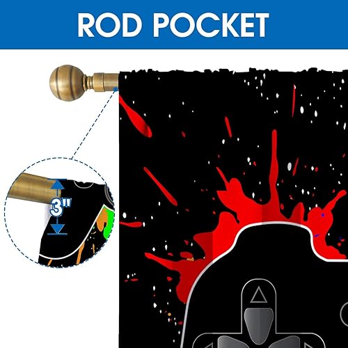 Miniatura 3 de Cortinas de videojuegos para adolescentes y niños, con aislamiento térmico, oscurecimiento de habitación, para sala de estar, juegos, hogar,