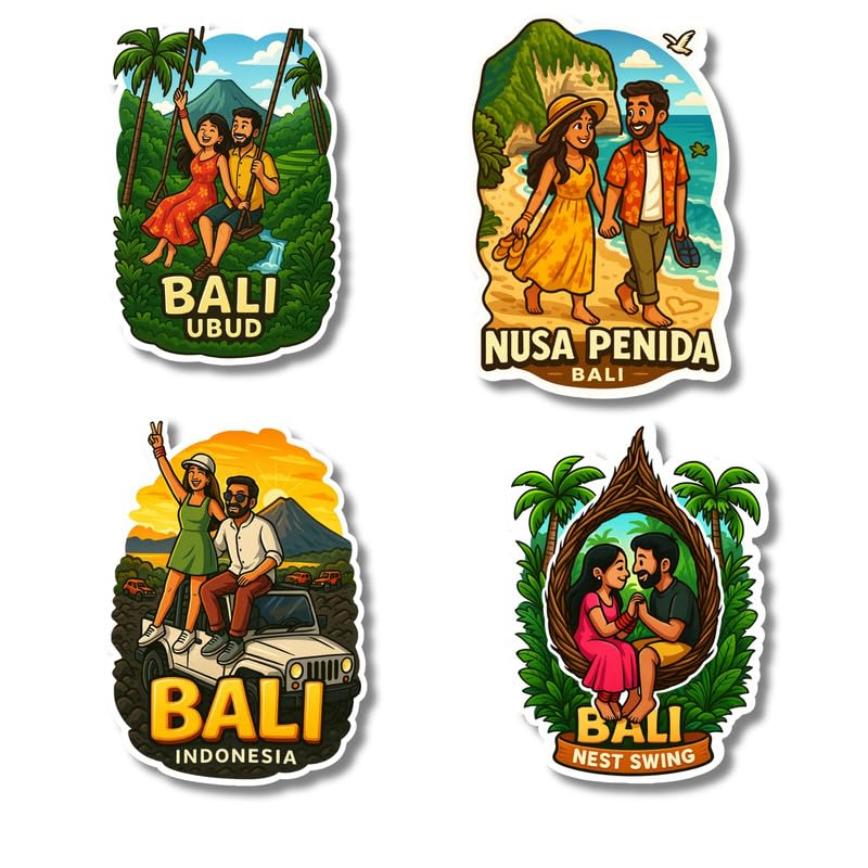 Regalo Casila Bali Fridge Magnet for Couples Travel Lovers Home Kitchen Decor Romantic Gift for Husband Wife Friends Anniversary Set of 4-image-43