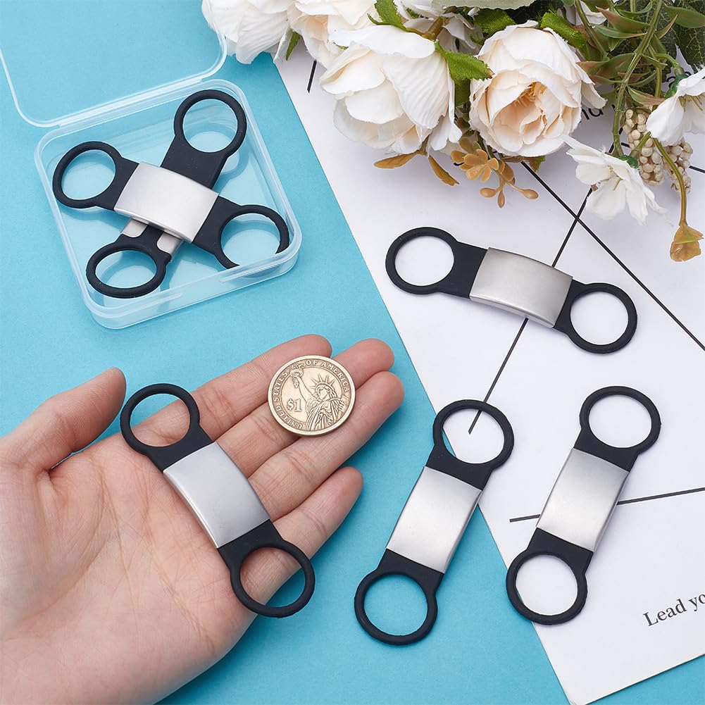 UNICRAFTALE 6Pcs Dog Tag for Pets Personalized and Custom Dog Id Tag Stainless Steel Stamping Blank Tag Black Engraved Name Tag Slide on ID Tags Rectangle Charm for Pet Dogs and Cats - Image 4