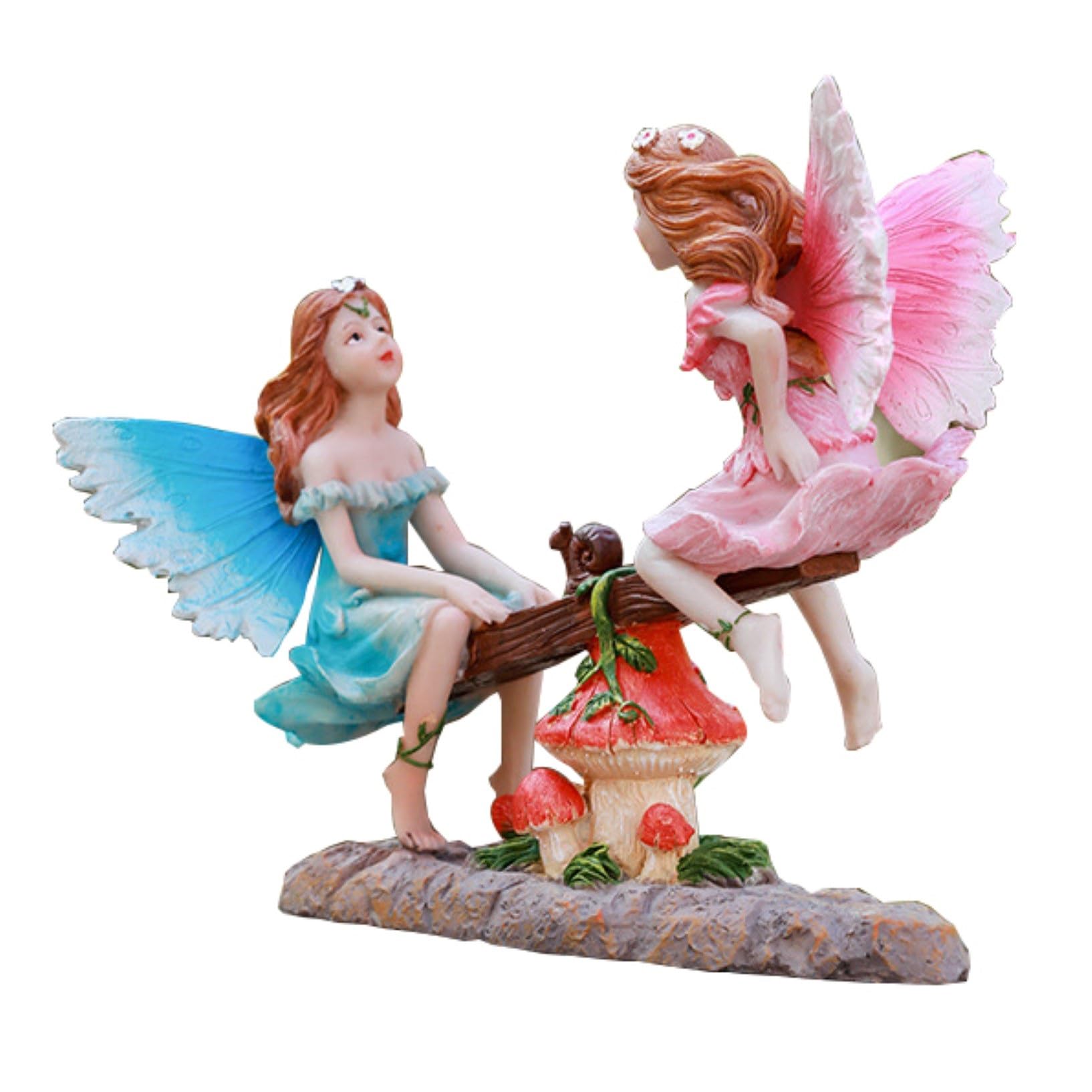 Statues d'ange Jardin,Figurine d'ange Jouant sur Scie,Décoration Pelouse pour L'extérieur Cadeau Cour Patio