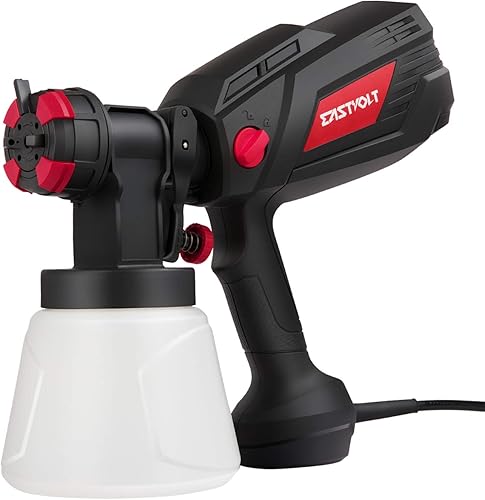 Eastvolt Pulverizador de pintura HVLP de alta potencia de 600 vatios, pistola de pulverización eléctrica en casa Eastvolt, 4 boquillas, 3 patrones