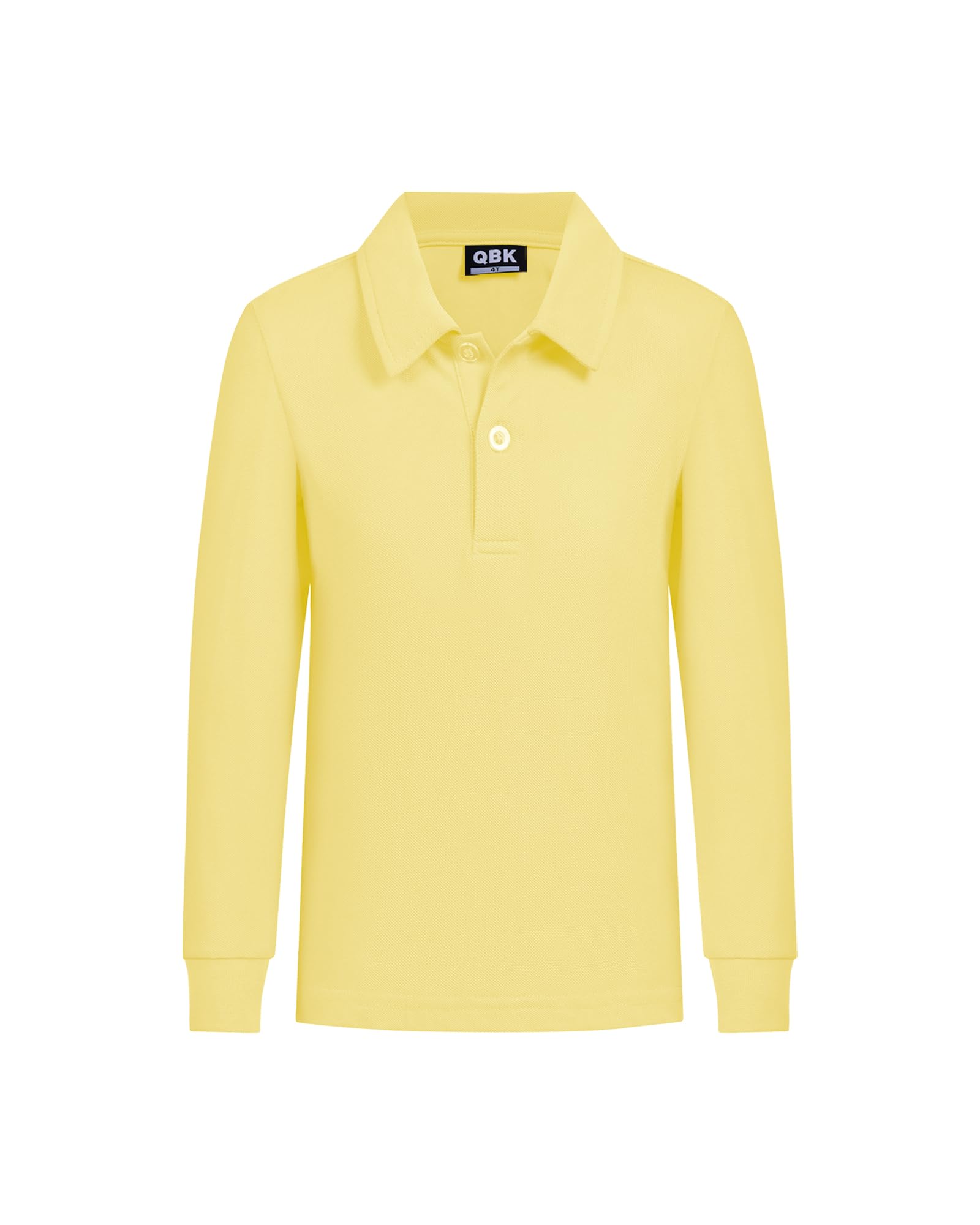 QBK Toddler to Youth Boys' School Uniform Pique Polo Shirts Kids Long Sleeve Collared Golf Shirt