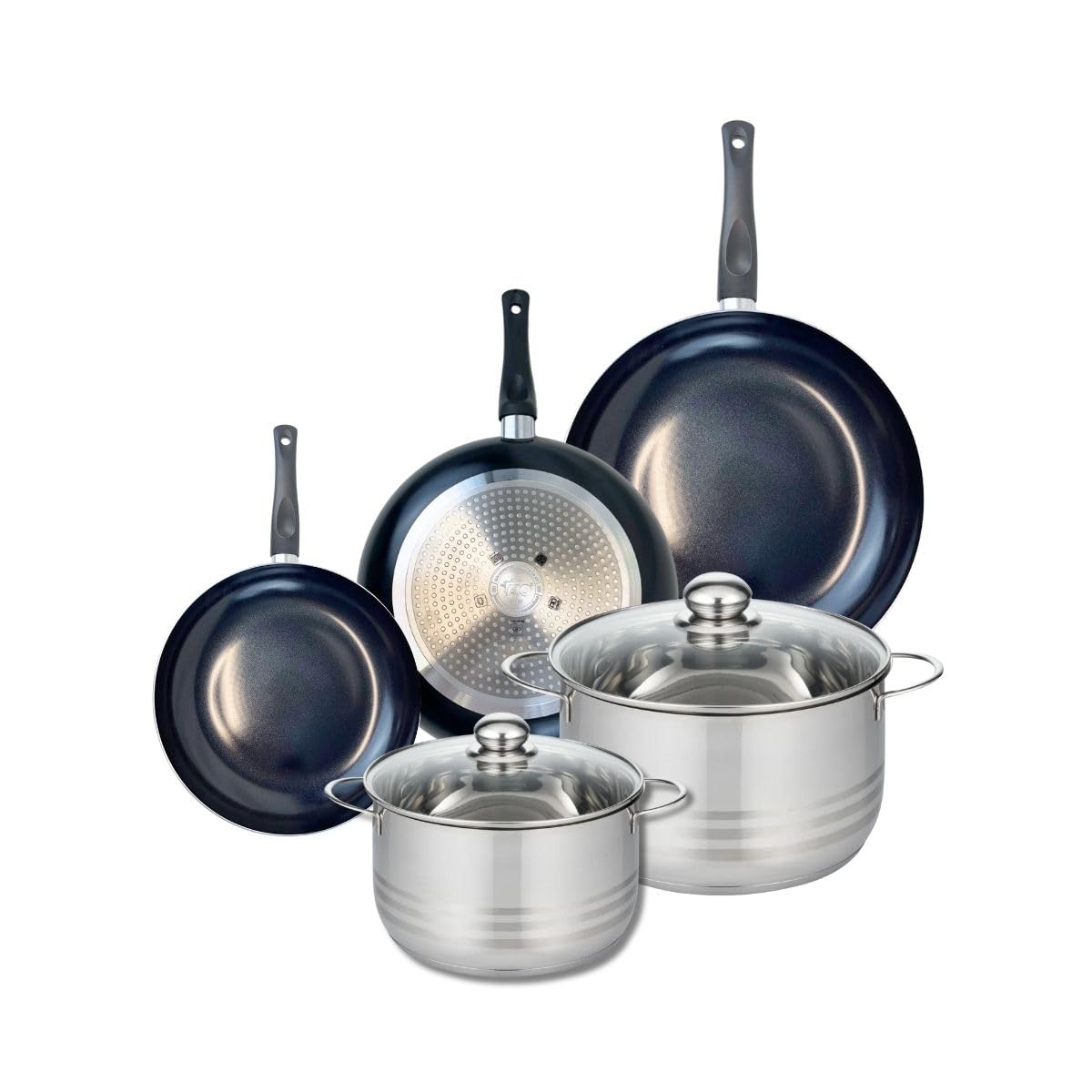 Elo Batterie cuisine 3 poêles 20/24/28 cm et 2 faitouts 20/24 cm