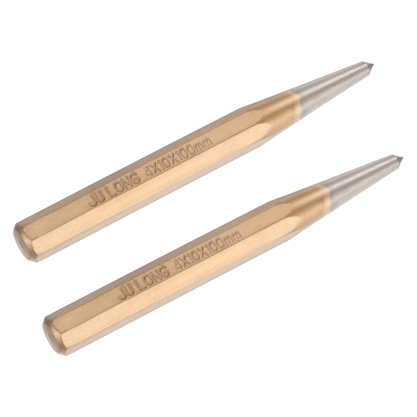 M METERXITY 2-Pack Center Punch 4mm Shank Point, 10x100mm Alloy Steel Center Punch Tool