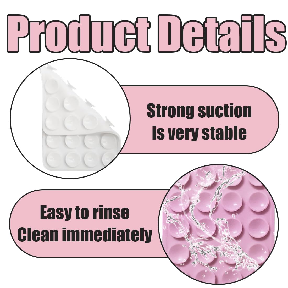 YAYNO 4 Pièces Ventouse Téléphone Portable double face en silicone Ventouse Silicone Coque Qui Adhère Au Mur Support mains libres pour miroir de douche et poignée à selfie de voiture