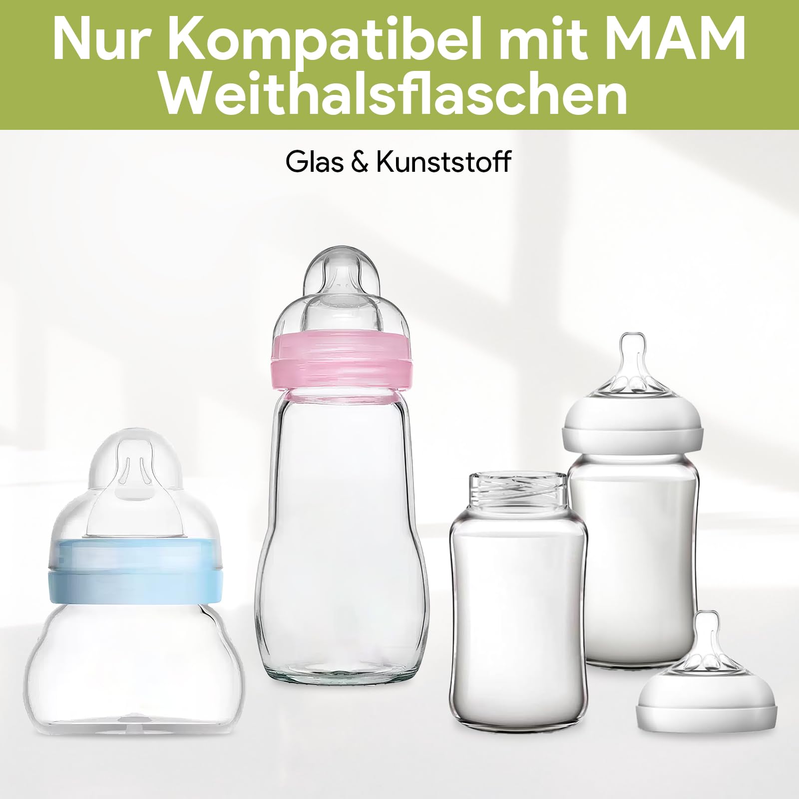 Biberon MAM 6-18 mesi: set di 6 tappi da viaggio in silicone bianco, a prova di perdite e facili da pulire