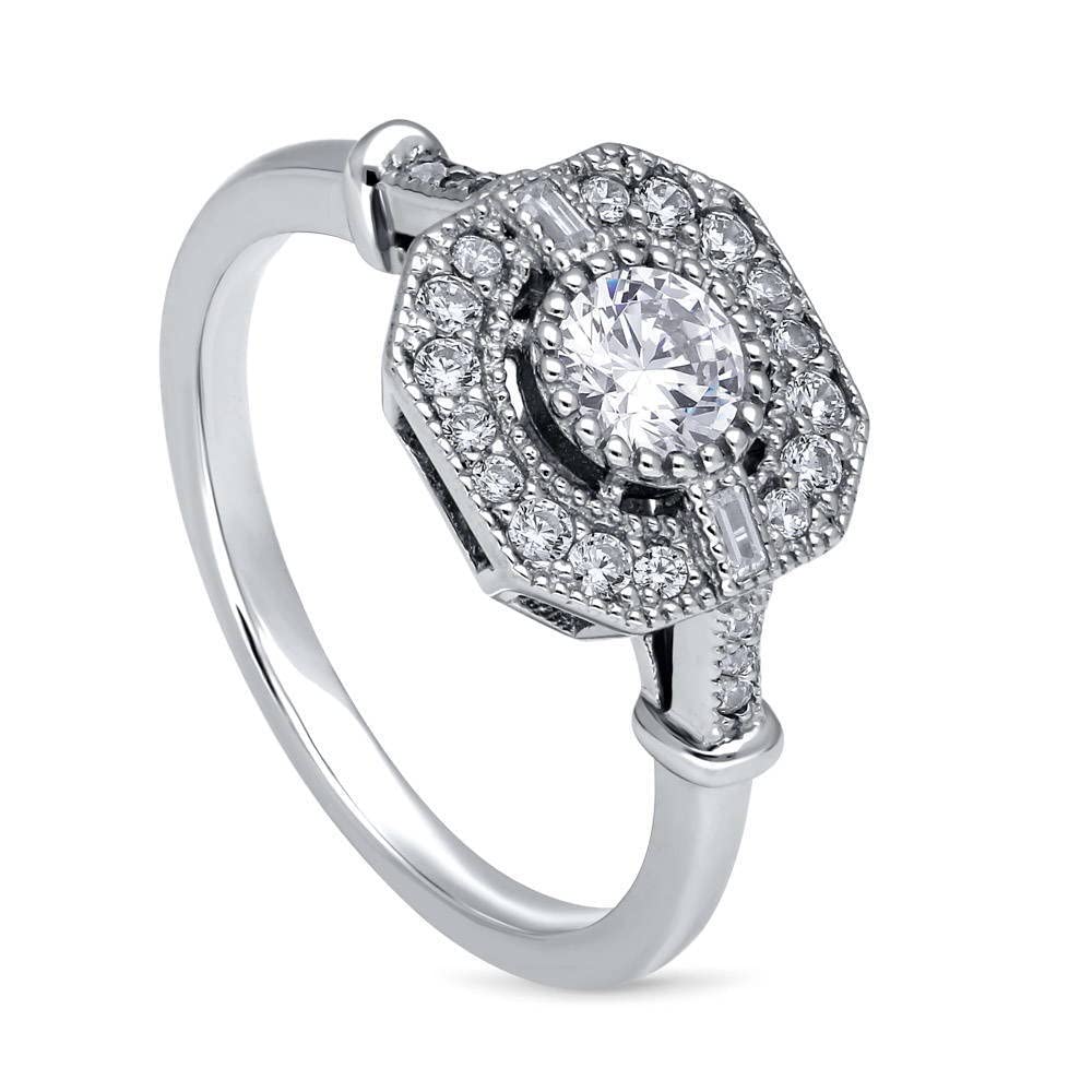 BERRICLE Sterling Silver Art Deco Rings for Women, Cubic Zirconia CZ Ring
