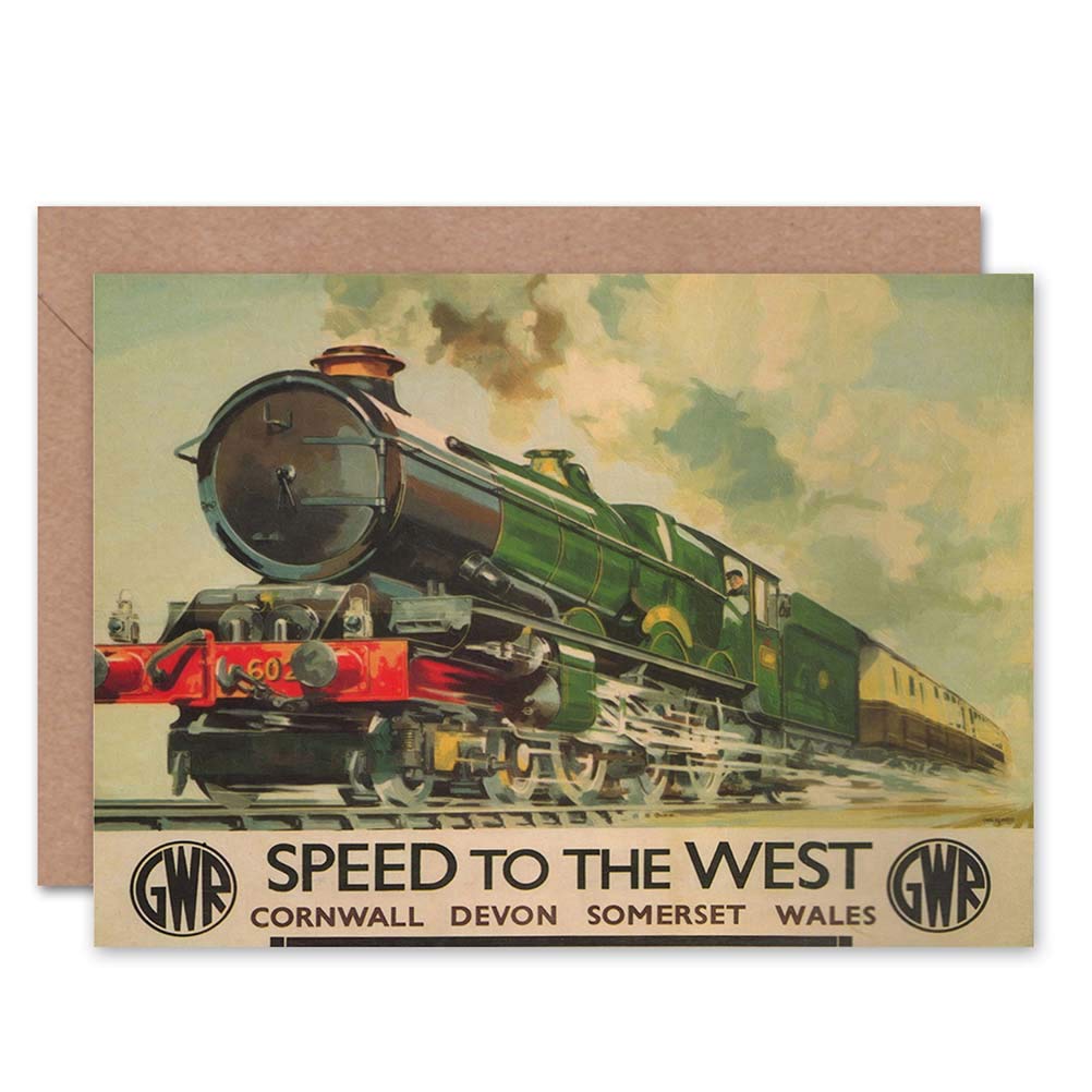 Wee Blue Coo Speed To The West - Gwr Steam Train Blank Card