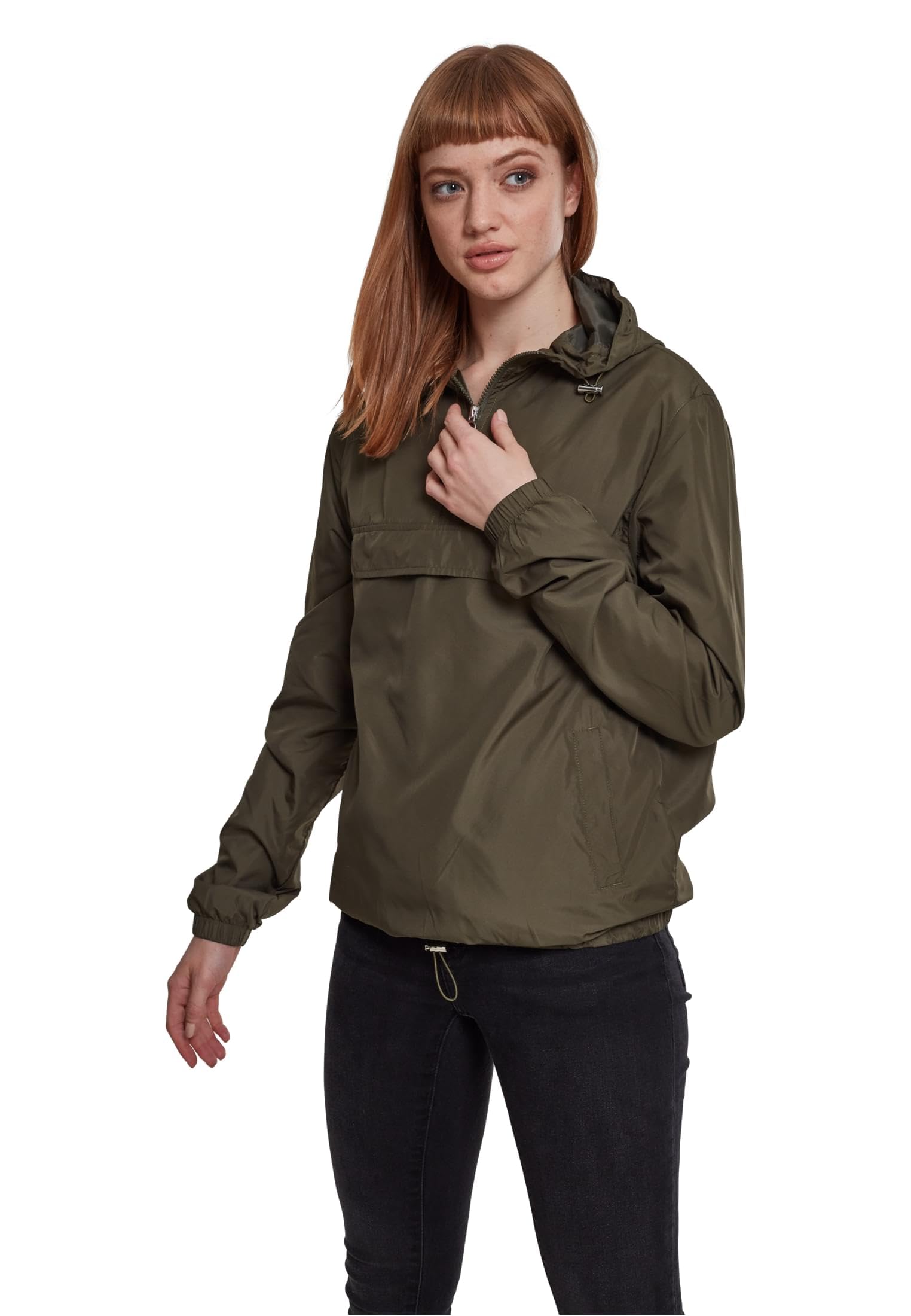 Urban Classics Damska wiatrówka z kapturem dla kobiet, damska kurtka Basic Pull Over Jacket dost?pna w ponad 10 wariantach kolorystycznych, rozmiary XS - 5XL, ciemnooliwkowy, M