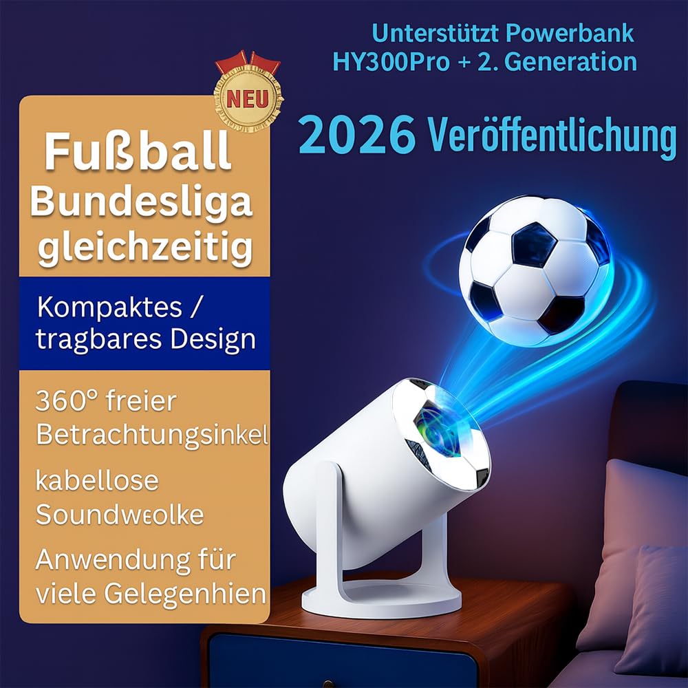 HY300 PRO Mini videoproiettore, supporto 4K 1080P, con Android 11, WiFi 6, Bluetooth 5.0, supporta Airplay & Miracast, proiettore portatile domestico e esterno, proiettore con trape automatica (S2)