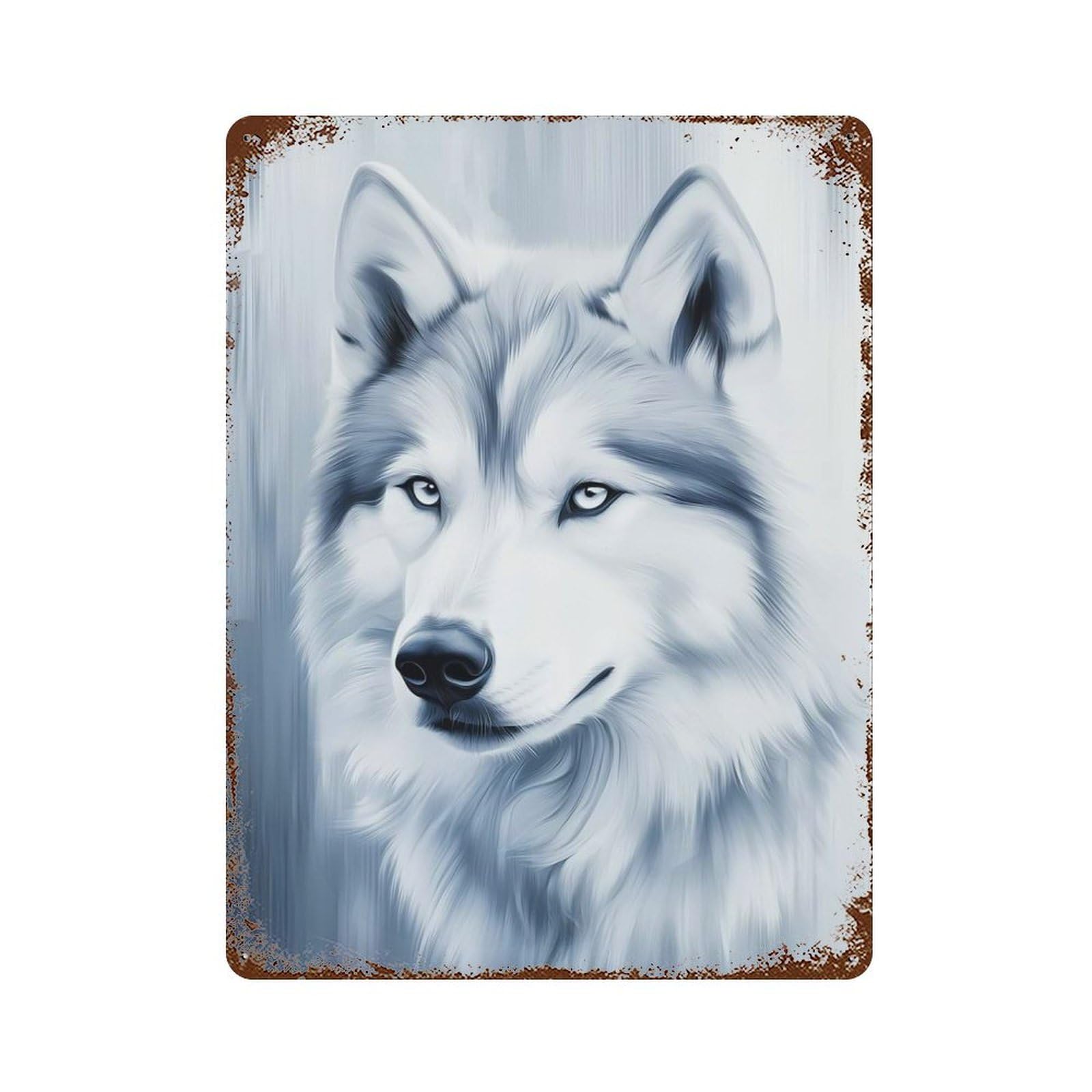 Siberian Husky Portrait in Blue Tones Retro Metal Sign 15.7"x11.8", for Office, Studio And Wall Decor, Industrial Home Decor