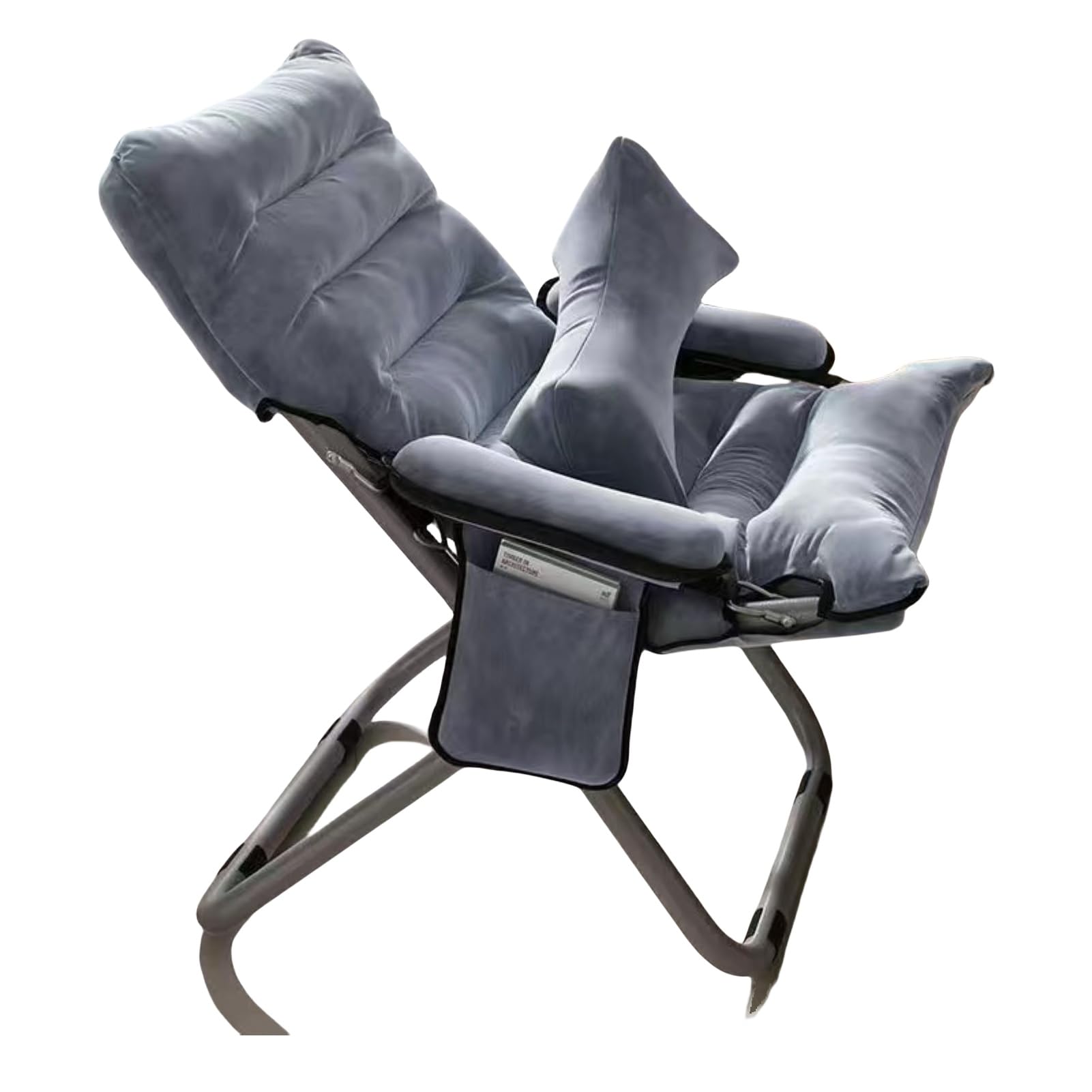 XRBCNMM Foldable Armchair with Adjustable Seat Height and Large Storage Pockets Modern Living Room Chair Comfy Lounge Chair for Bedroom Office Balcony (Gray,Package 2)
