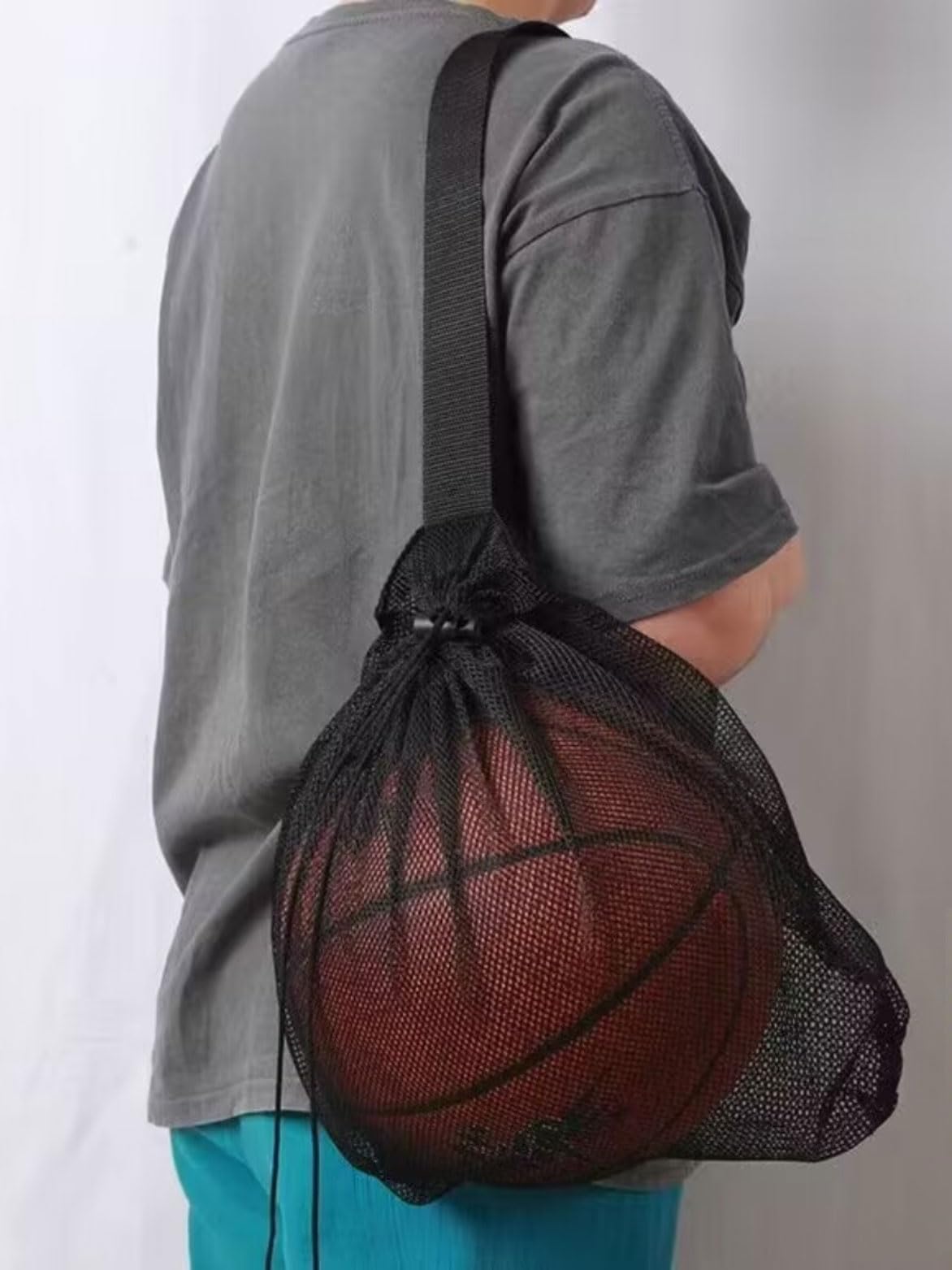 MINZHI Lot de 2 Sacs de Basket-Ball Portables - Sac à Dos et Sac en Filet pour le Transport de Ballons