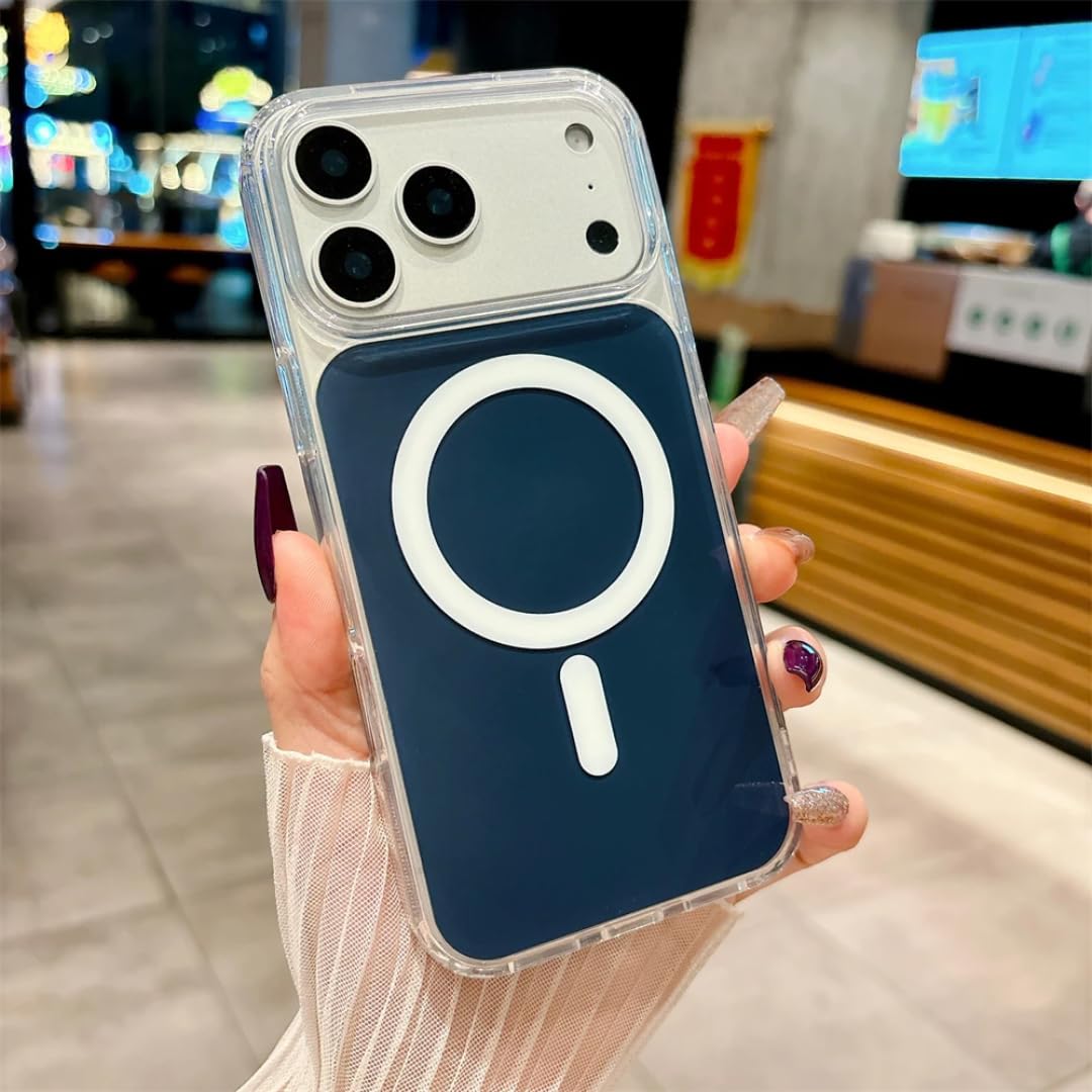 Étui acrylique iPhone 17 Pro antichoc transparent bleu aimanté - 8