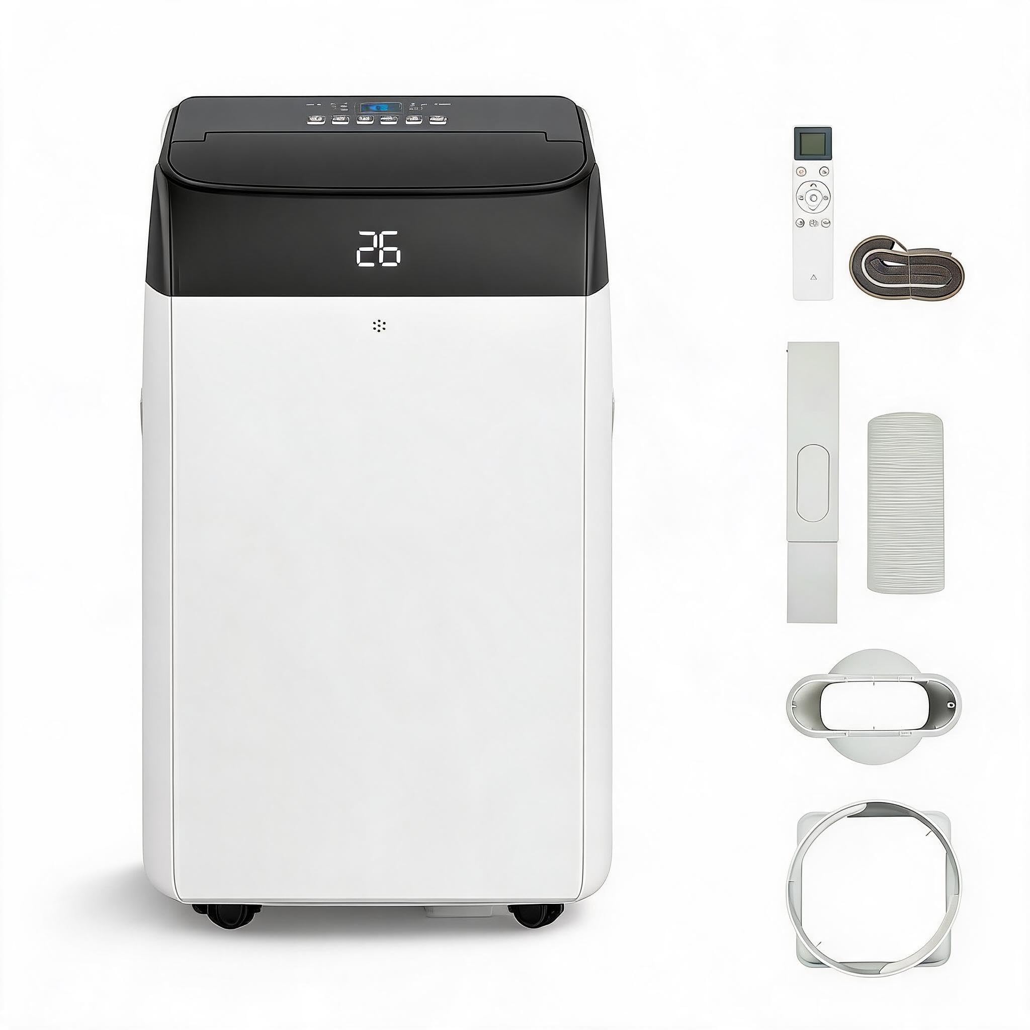 JustSmart 12000BTU 4-in-1 Portable Air Conditioner – Cooling, Heating, Dehumidifier & Fan – Energy Efficient, LED Display + Remote Control, 24H Timer – Ideal for Home Rooms
