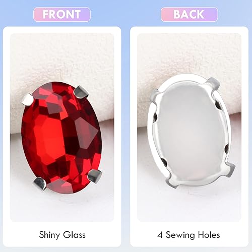 Miniatura 3 de Juego de 114 diamantes de imitación para coser, formas mixtas, parte trasera plana grande, con diamantes de imitación grandes con garra de costura