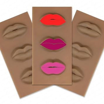 3 Different Designs of 5D Practice Silicone Lips Skin Permanent Makeup Practice Lips for Tattooing Artists and Beginners 1PC-Brown