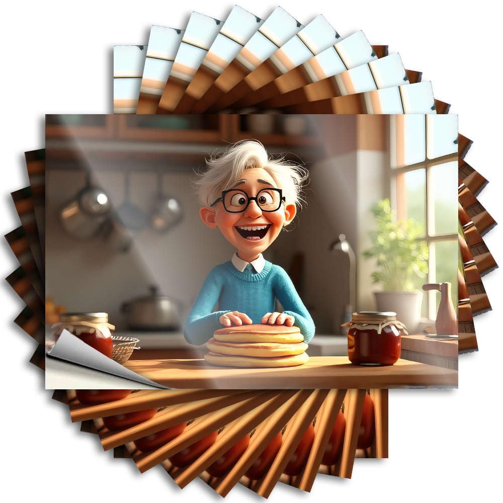 A Cheerful Elderly Person Enjoys A Stack of Pancakes. Garage Southern - Funny Decal Self Adhesive Sticker(6X9CM)