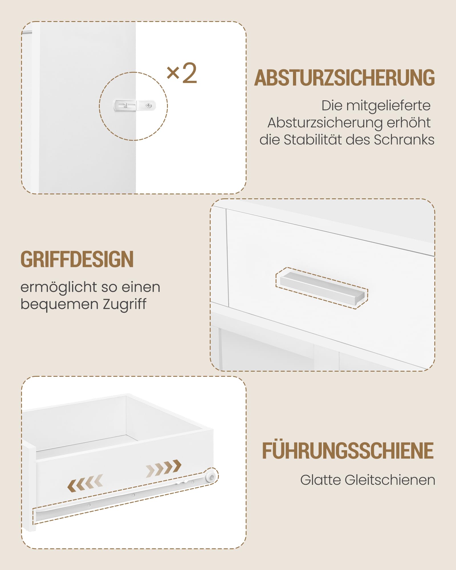 Hzuaneri Küchenschrank, Sideboard mit Arbeitsplatte und 3 Schubladen, Verstellbare Einlegeböden, Schiebetüren, für Küche oder Esszimmer, 40 x 100 x 185 cm, Weiß 0110203XEU