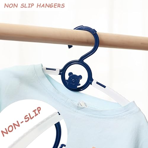 Miniatura 6 de Paquete de 40 perchas para bebé, color azul oscuro, plástico, resistentes, antideslizantes, ahorran espacio, antideslizantes, para colgar ropa,