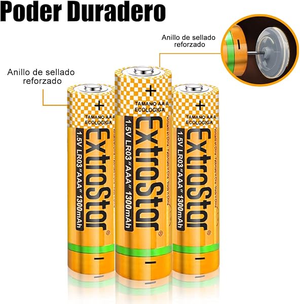 EXTRASTAR Batería de Alcalinas AAA LR03 de 1,5 Voltios, 1300mAh No7 Pilas, Gama Performance, No Se Puede Cobrar, 24Pcs - 3