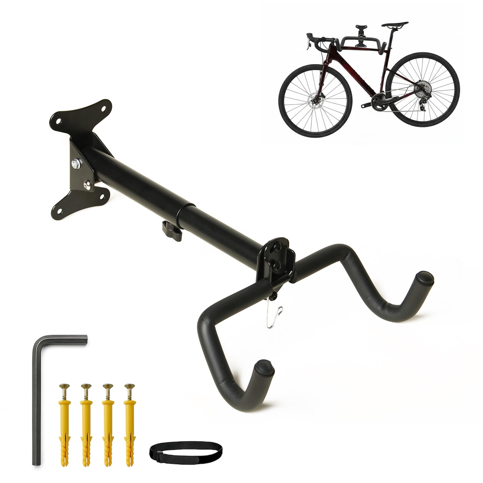 Samos® Soporte Bicicletas Pared Plegable – Colgador de Bicicleta de Universal con Ganchos Revestidos y Estructura de Acero – Soporte Pared Bicicleta Ajustable para Montaña, Carretera o Paseo