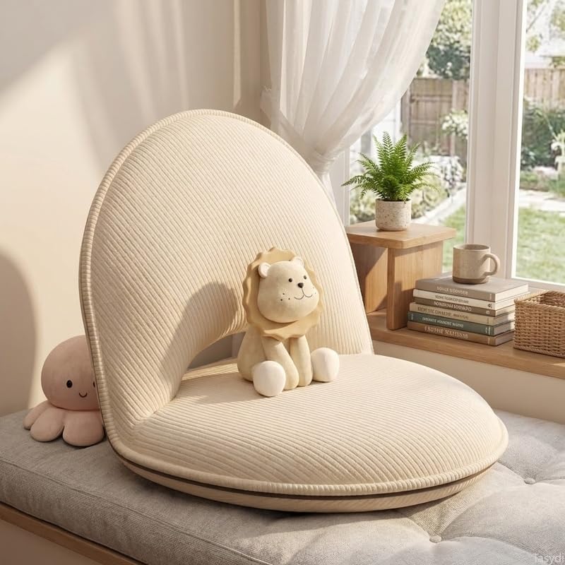 座椅子 フロアチェア 折りたたみ式 5段階調整 高密度リバウンドスポンジ 人間工学設計 取り外し可能ファブリックカバー 39x46x