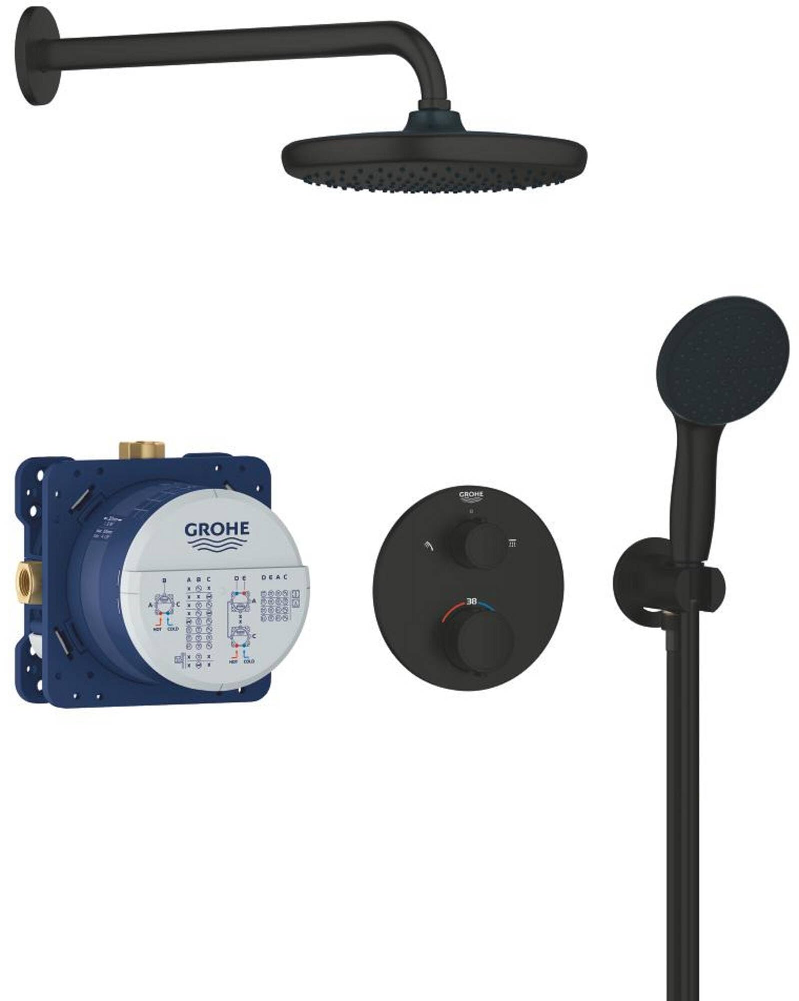 Grohe Precision Thm Ri + Trim Shower Rd Zestaw Prysznicowy, Mat Czarny, 25 x 50,2 x 96 cm; 6,37 kg