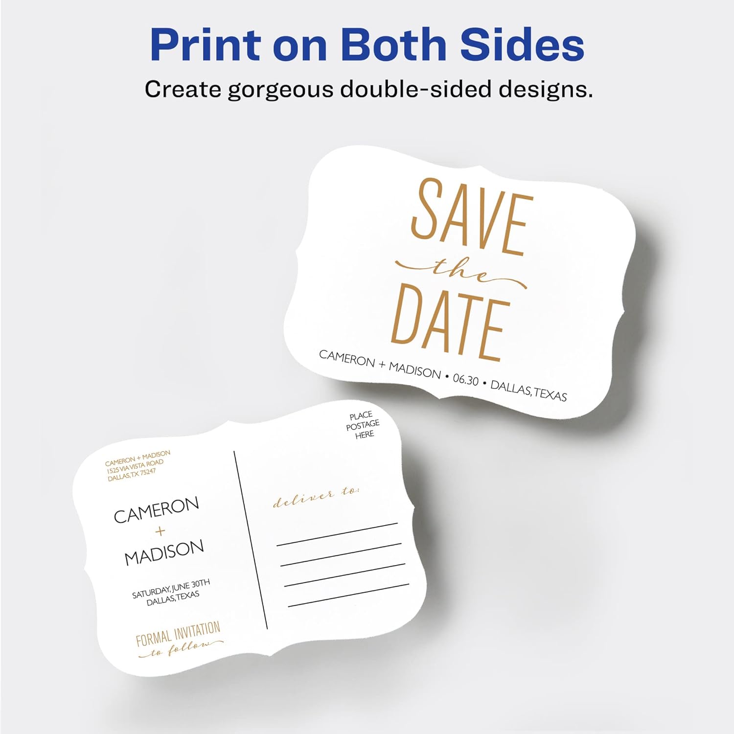 Avery Postcards with Flourish Edges and Sure Feed Technology, 3.5" x 5", Matte White, 100 Cards Total, Laser/Inkjet Printable Cards (5627)