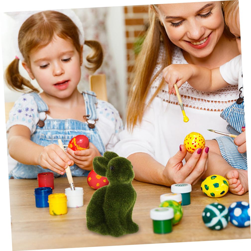 Alipis Set 4 Pezzi Coniglietto Pasquale in Plastico Muschio Artificiale Verde, Decorazioni Pasquali Leggere e Portatili per Casa e Tavola