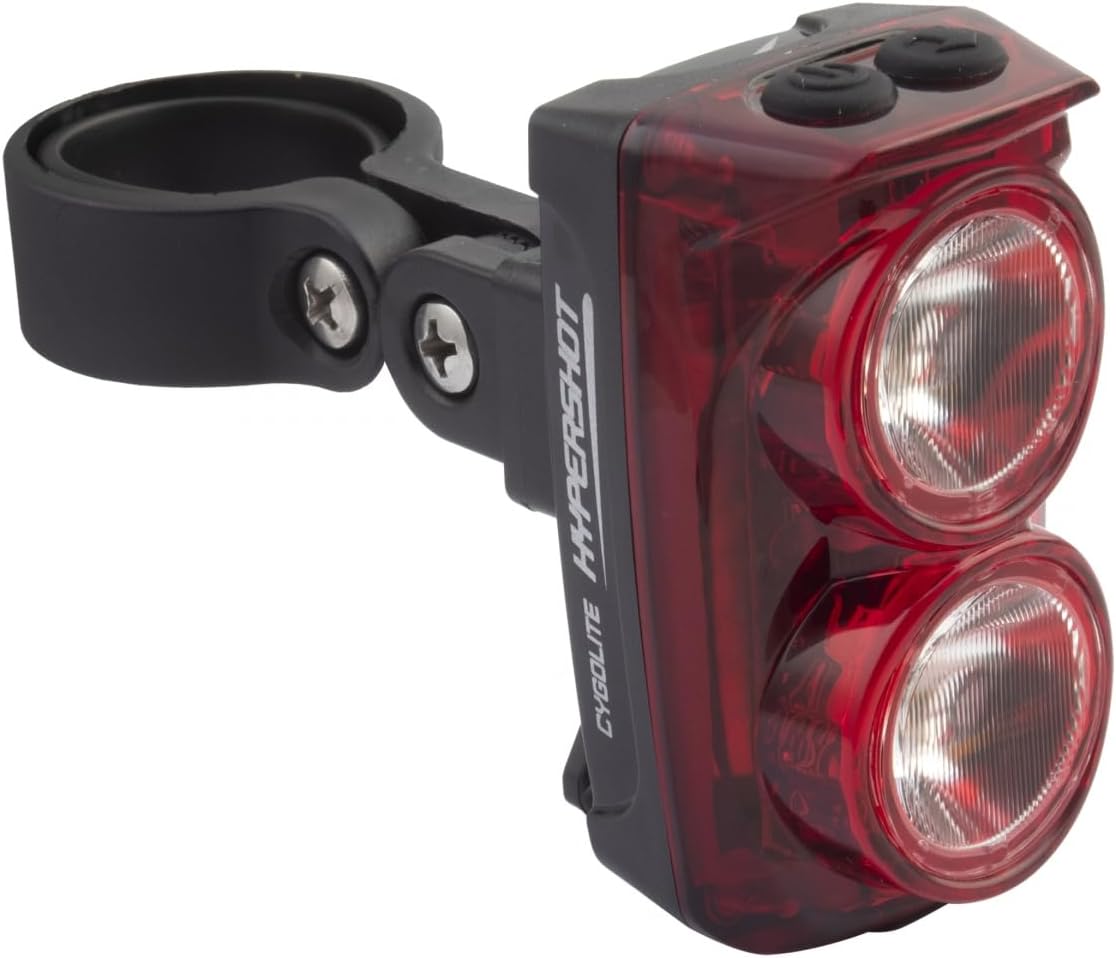 Cygolite Hypershot 350 Lumen Bike Tail Light– 7 Night & Daytime Modes–User Adjustable Flash Speeds- Compact & Durable–IP64 Water Resistant–Saddle Rail Mount Version–USB Rechargeable