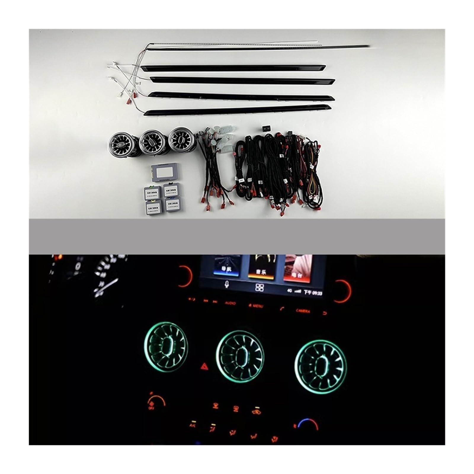 20 Light Dot Matrix Illusion Piano Black Decorative Panel Ambient Light Compatible with Nissan 14th Bluebird-Sylphy 2020 2021 2022(D)