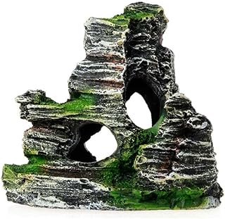 Aquarium Ornament Rock Mountain Fish For Tank Decorations Stone Cave Small Terrain Scenery Adornment For Reptiles Habita Aquarium Ornament Fish Tank Decoration Resin Crafts Airstone Bubbler Castle Wit